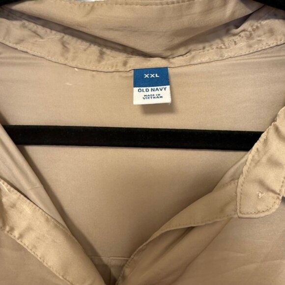 XXL Champagne Gold Button-Down Long Sleeve Top Blouse - Picture 2 of 3